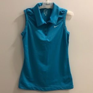 Nike Dri Fit Sleeveless Turquoise Golf Shirt